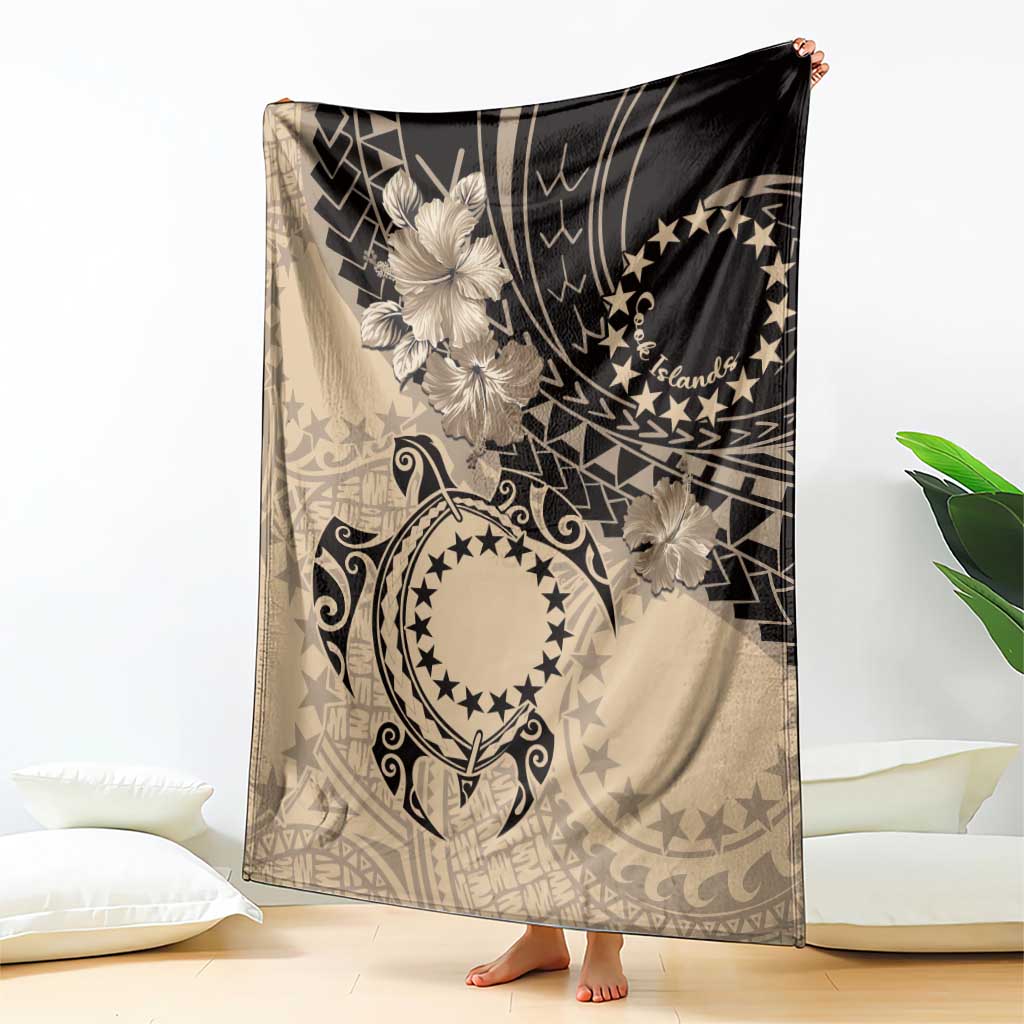 Cook Islands Turtle Blanket Stars and Hibiscus - Beige