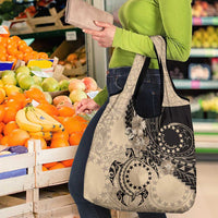 Cook Islands Turtle Grocery Bag Stars and Hibiscus - Beige