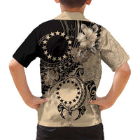 Cook Islands Turtle Kid Hawaiian Shirt Stars and Hibiscus - Beige LT01 - Polynesian Pride