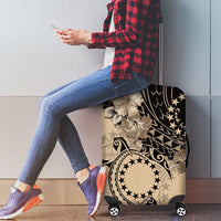 Cook Islands Turtle Luggage Cover Stars and Hibiscus - Beige
