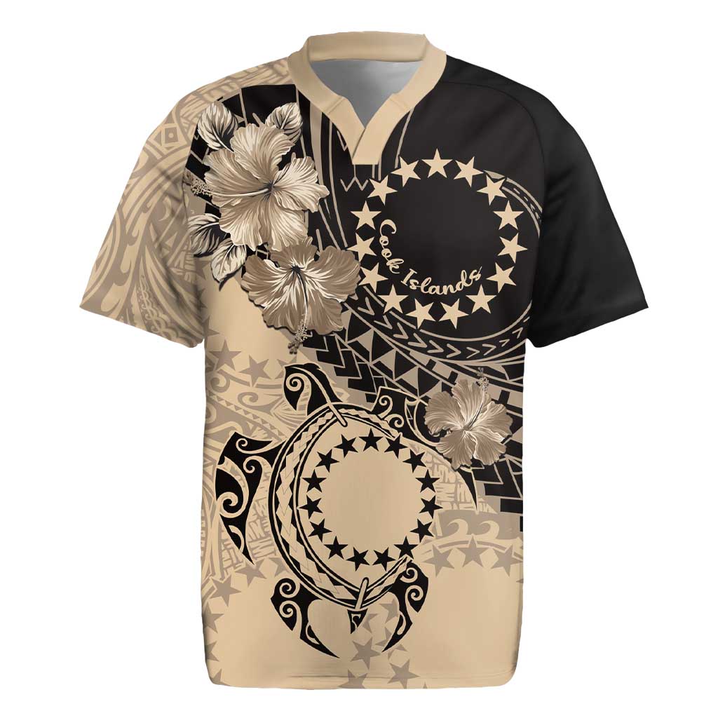 Cook Islands Turtle Rugby Jersey Stars and Hibiscus - Beige
