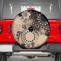 Cook Islands Turtle Spare Tire Cover Stars and Hibiscus - Beige LT01 - Polynesian Pride