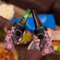 Cook Islands Turtle 4 in 1 Can Cooler Tumbler Stars and Hibiscus - Pink