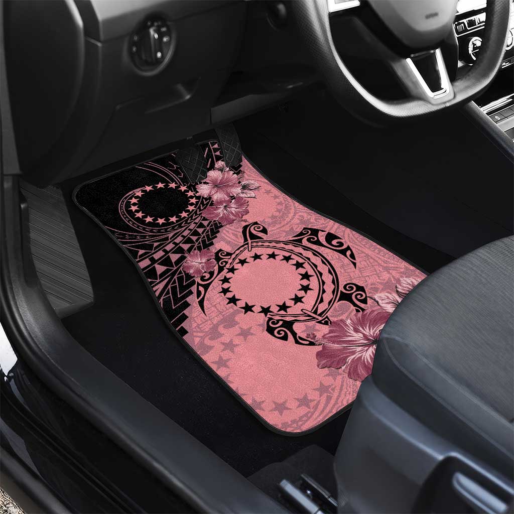Cook Islands Turtle Car Mats Stars and Hibiscus - Pink