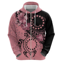 Cook Islands Turtle Hoodie Stars and Hibiscus - Pink