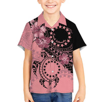 Cook Islands Turtle Kid Hawaiian Shirt Stars and Hibiscus - Pink LT01 Kid Pink - Polynesian Pride