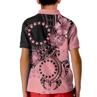 Cook Islands Turtle Kid Polo Shirt Stars and Hibiscus - Pink LT01 - Polynesian Pride