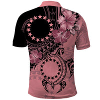 Cook Islands Turtle Polo Shirt Stars and Hibiscus - Pink