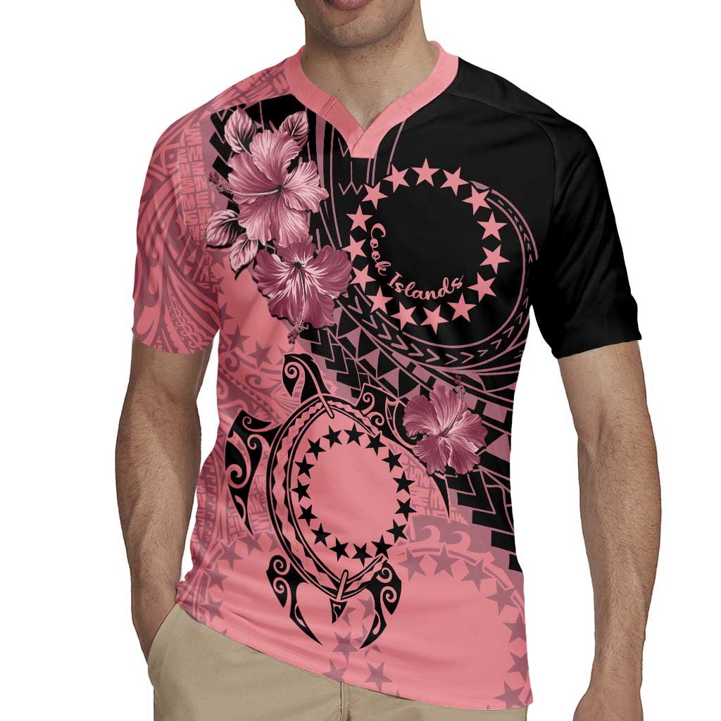 Cook Islands Turtle Rugby Jersey Stars and Hibiscus - Pink