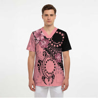 Cook Islands Turtle Scrub Top Stars and Hibiscus - Pink - Polynesian Pride