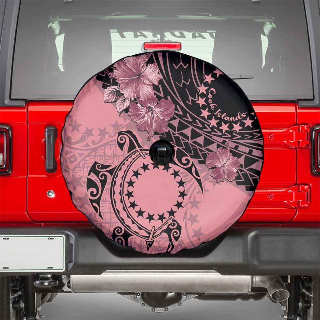 Cook Islands Turtle Spare Tire Cover Stars and Hibiscus - Pink LT01 - Polynesian Pride