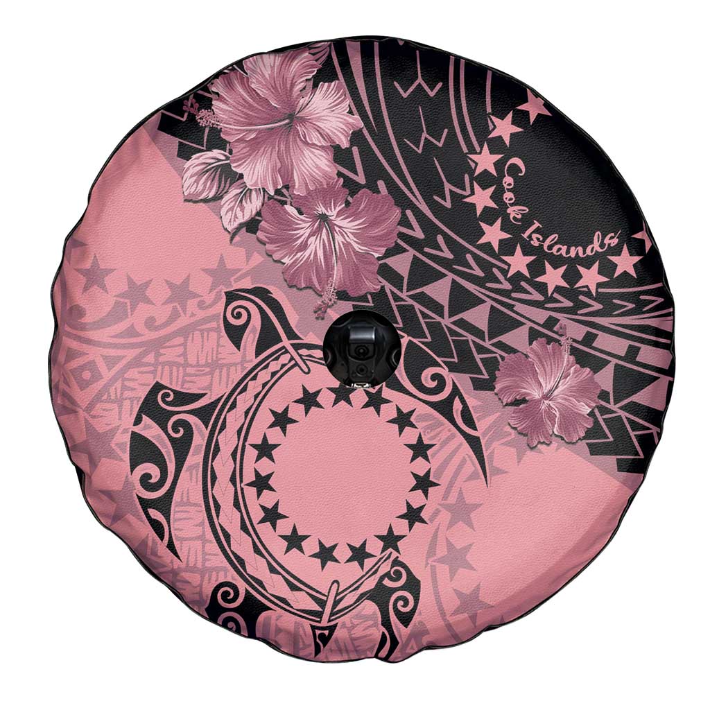 Cook Islands Turtle Spare Tire Cover Stars and Hibiscus - Pink LT01 - Polynesian Pride