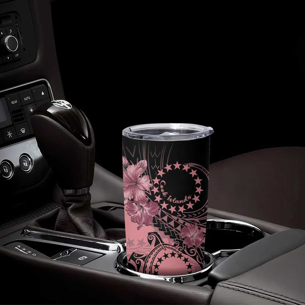 Cook Islands Turtle Tumbler Cup Stars and Hibiscus - Pink