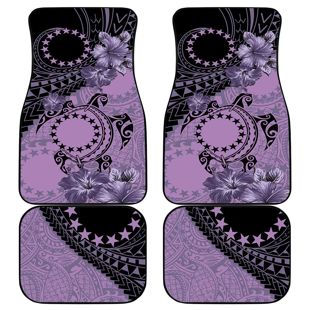 Cook Islands Turtle Car Mats Stars and Hibiscus - Purple