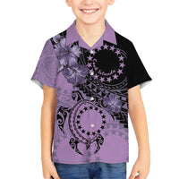 Cook Islands Turtle Family Matching Tank Maxi Dress and Hawaiian Shirt Stars and Hibiscus - Purple