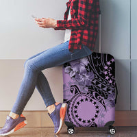 Cook Islands Turtle Luggage Cover Stars and Hibiscus - Purple