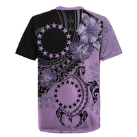 Cook Islands Turtle Rugby Jersey Stars and Hibiscus - Purple