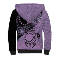 Cook Islands Turtle Sherpa Hoodie Stars and Hibiscus - Purple