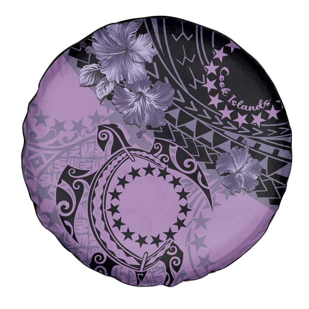 Cook Islands Turtle Spare Tire Cover Stars and Hibiscus - Purple LT01 - Polynesian Pride