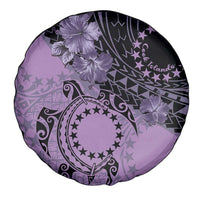 Cook Islands Turtle Spare Tire Cover Stars and Hibiscus - Purple LT01 - Polynesian Pride