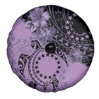 Cook Islands Turtle Spare Tire Cover Stars and Hibiscus - Purple LT01 - Polynesian Pride