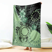 Cook Islands Turtle Blanket Stars and Hibiscus - Green