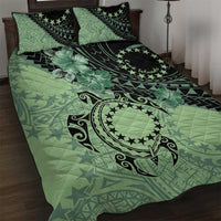 Cook Islands Turtle Quilt Bed Set Stars and Hibiscus - Green