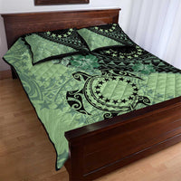 Cook Islands Turtle Quilt Bed Set Stars and Hibiscus - Green