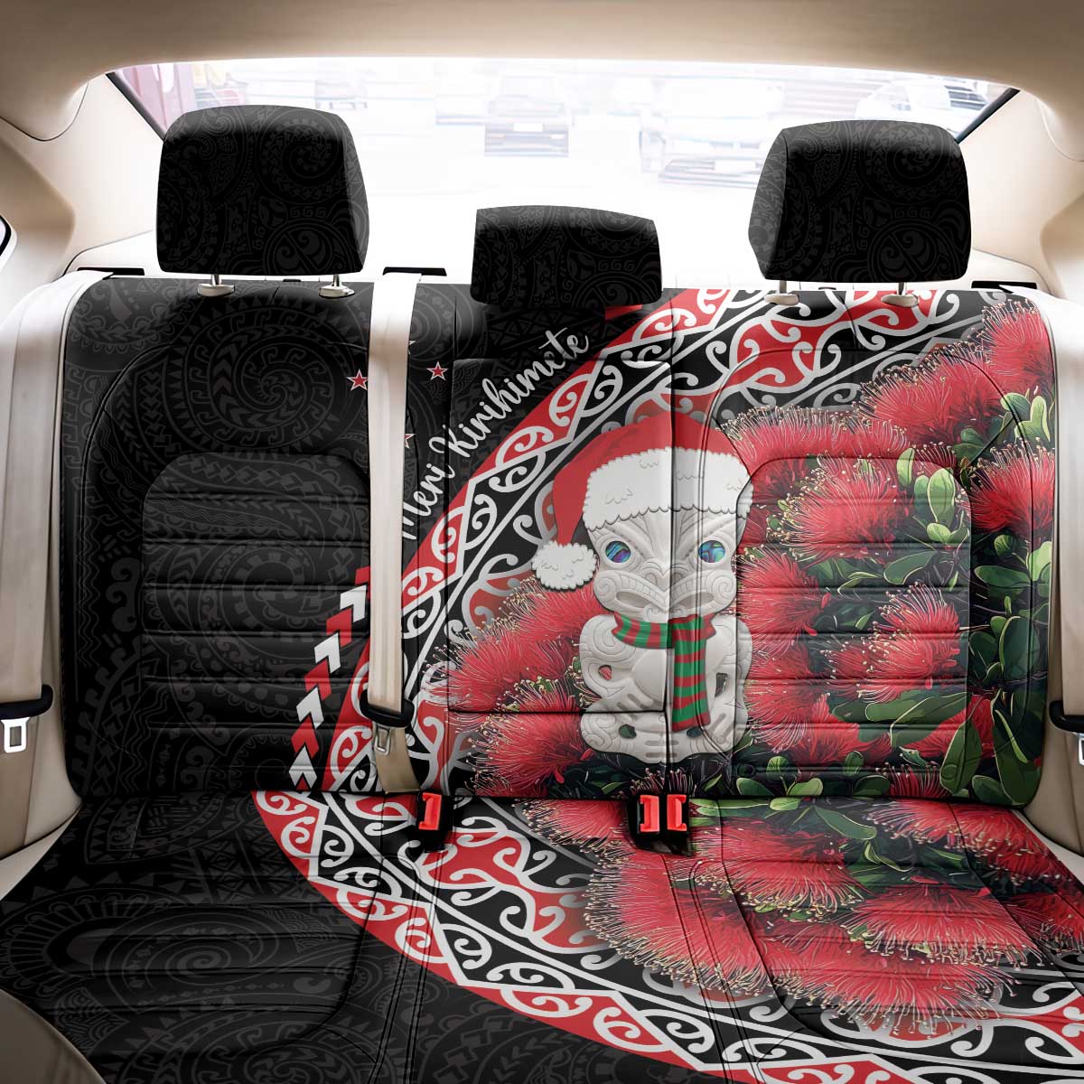 New Zealand Christmas Meri Kirihimete Back Car Seat Cover Santa Hei Tiki Pohutukawa