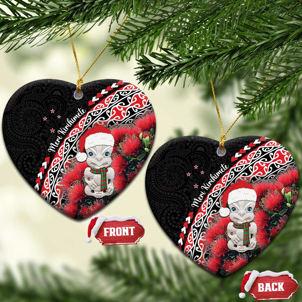 New Zealand Christmas Meri Kirihimete Ceramic Ornament Santa Hei Tiki Pohutukawa