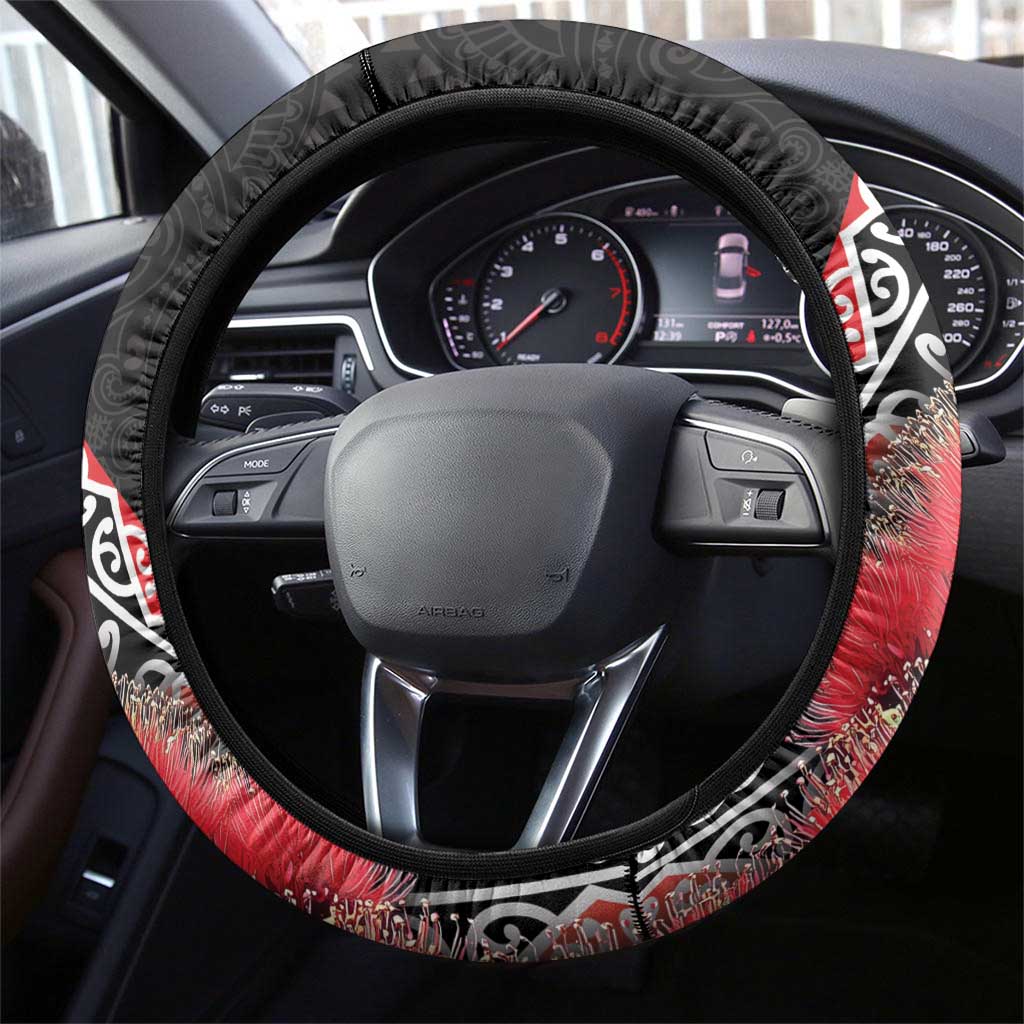 New Zealand Christmas Meri Kirihimete Steering Wheel Cover Santa Hei Tiki Pohutukawa
