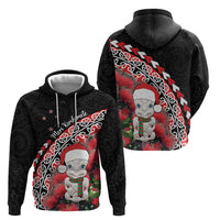 New Zealand Christmas Meri Kirihimete Zip Hoodie Santa Hei Tiki Pohutukawa