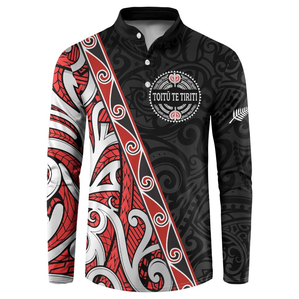 Aotearoa Toitu Te Tiriti Button Sweatshirt Honour The Treaty New Zealand LT01 Black - Polynesian Pride