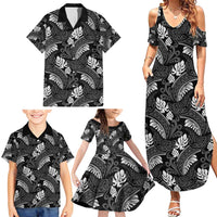 Grayscale Monstera Family Matching Summer Maxi Dress and Hawaiian Shirt Polynesian Tribal Pattern LT01 - Polynesian Pride