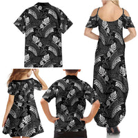 Grayscale Monstera Family Matching Summer Maxi Dress and Hawaiian Shirt Polynesian Tribal Pattern LT01 - Polynesian Pride