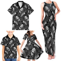 Grayscale Monstera Family Matching Tank Maxi Dress and Hawaiian Shirt Polynesian Tribal Pattern LT01 - Polynesian Pride