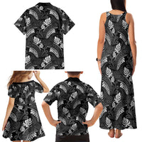 Grayscale Monstera Family Matching Tank Maxi Dress and Hawaiian Shirt Polynesian Tribal Pattern LT01 - Polynesian Pride