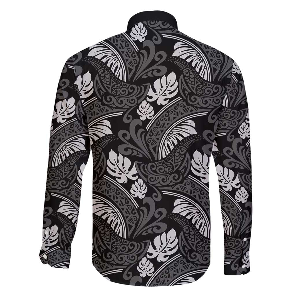 Grayscale Monstera Family Matching Tank Maxi Dress and Hawaiian Shirt Polynesian Tribal Pattern LT01 - Polynesian Pride