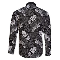 Grayscale Monstera Family Matching Tank Maxi Dress and Hawaiian Shirt Polynesian Tribal Pattern LT01 - Polynesian Pride