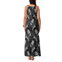Grayscale Monstera Family Matching Tank Maxi Dress and Hawaiian Shirt Polynesian Tribal Pattern LT01 - Polynesian Pride