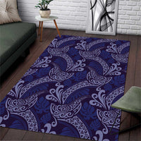 Deep Blue Monstera Area Rug Polynesian Tribal Pattern LT01 Blue - Polynesian Pride