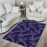 Deep Blue Monstera Area Rug Polynesian Tribal Pattern LT01 - Polynesian Pride