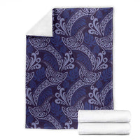 Deep Blue Monstera Blanket Polynesian Tribal Pattern - Polynesian Pride