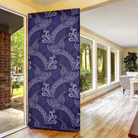 Deep Blue Monstera Door Cover Polynesian Tribal Pattern LT01 - Polynesian Pride