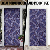 Deep Blue Monstera Door Cover Polynesian Tribal Pattern LT01 - Polynesian Pride