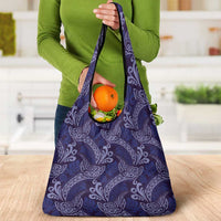 Deep Blue Monstera Grocery Bag Polynesian Tribal Pattern LT01 - Polynesian Pride
