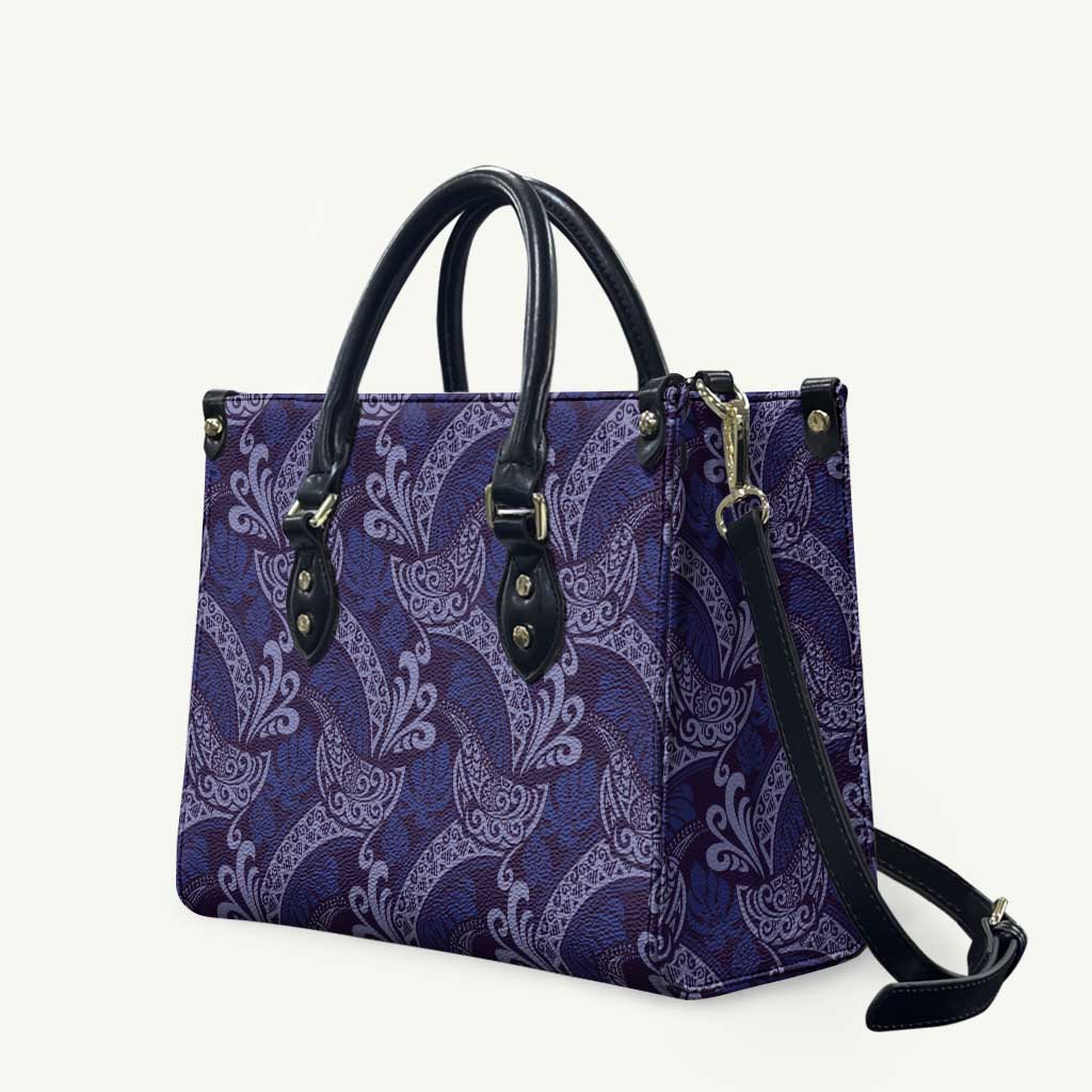 Deep Blue Monstera Leather Bag Polynesian Tribal Pattern LT01 Blue - Polynesian Pride