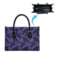 Deep Blue Monstera Leather Bag Polynesian Tribal Pattern LT01 - Polynesian Pride