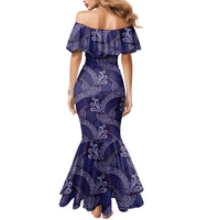 Deep Blue Monstera Mermaid Dress Polynesian Tribal Pattern LT01 - Polynesian Pride