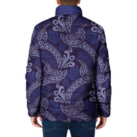 Deep Blue Monstera Padded Jacket Polynesian Tribal Pattern LT01 - Polynesian Pride